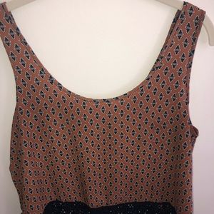 Soprano Burnt Orange and Navy Pattern Top w Lace